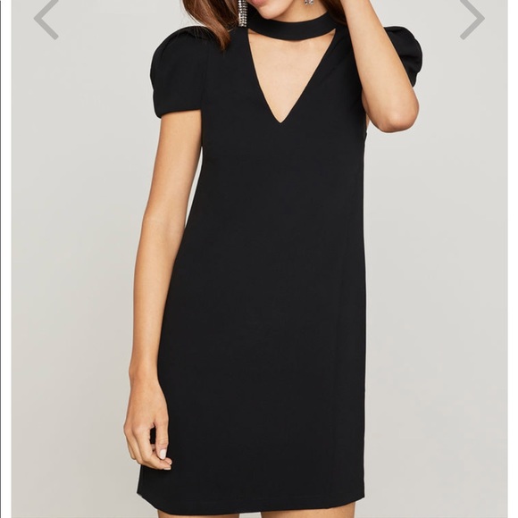 black mini shift dress